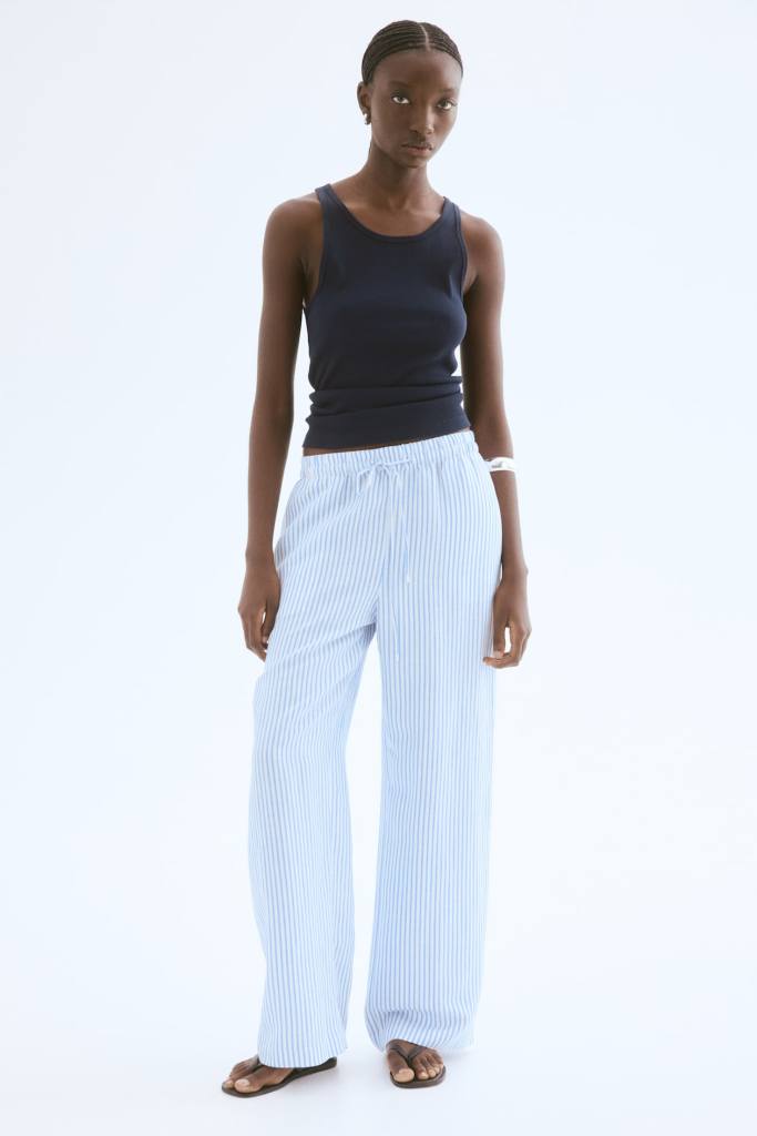 Pantalon rayé bleu H&M