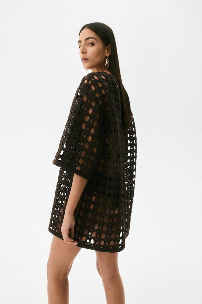 T-shirt crochet noir H&M